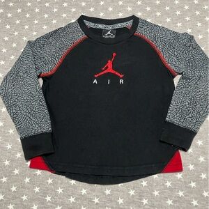 Jordan Shirt Boys XS (3-4yrs) Black Grey Red Cement Long Sleeve Rare Mint Cond